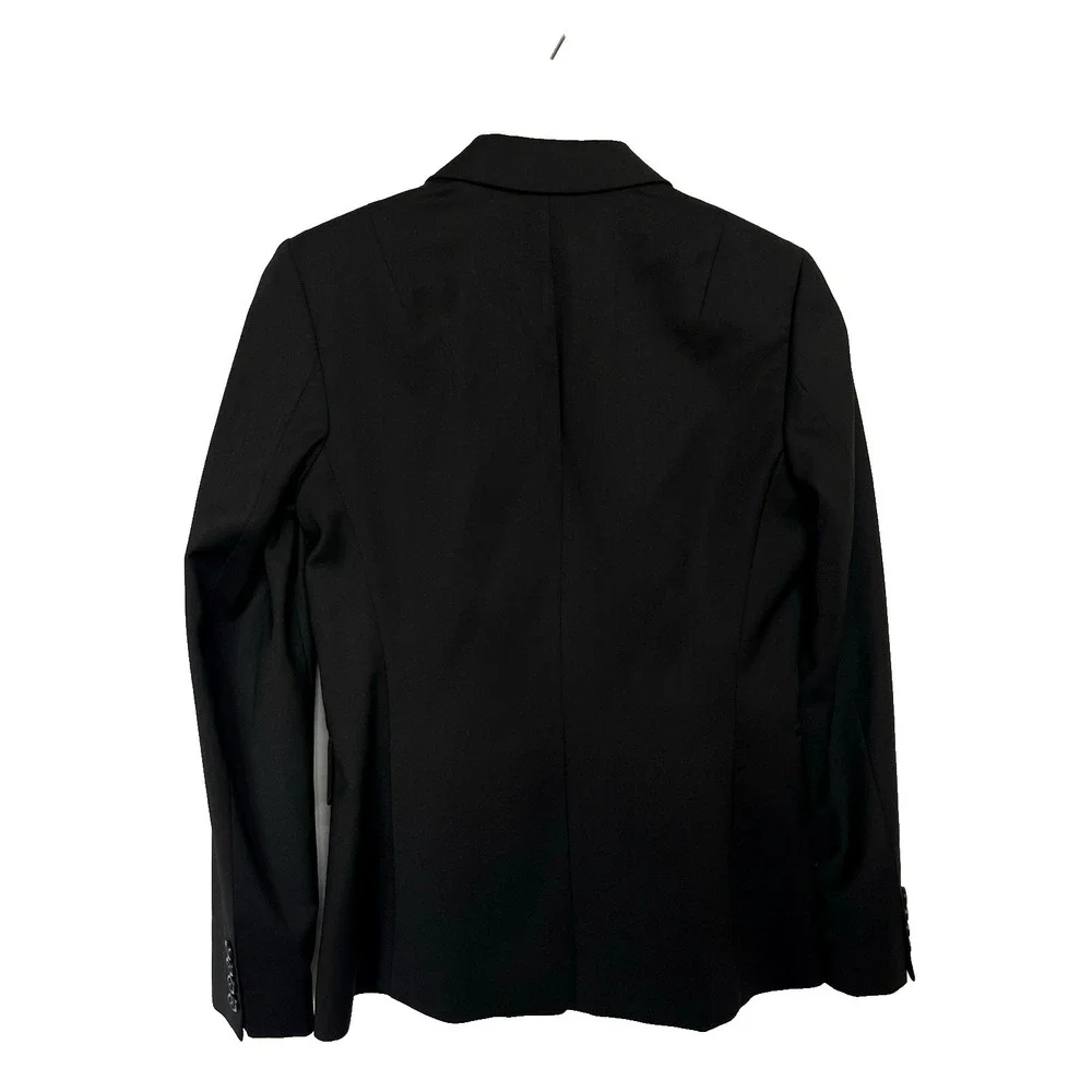 J.Crew Womens 100% Wool Blazer Sz 6 Black Business Casual Minimalist Career Wear